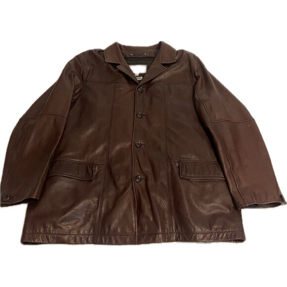 Wilsons M Julian Brown Leather Thinsulate Lined Jacket Mens XL Removable Lining - Picture 1 of 16